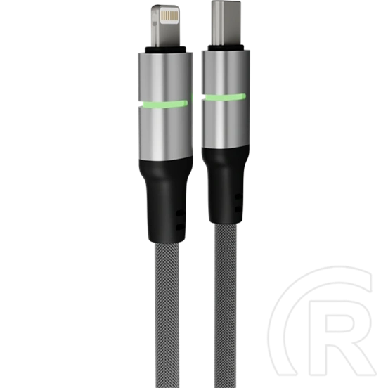 Avax STEELY LED Lightning gyorstöltő kábel (USB-C - Lightning, 27W PD, 3 m, fonott, gyors adatátvitel, Battery Protectio