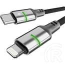Avax STEELY LED Lightning gyorstöltő kábel (USB-C - Lightning, 27W PD, 3 m, fonott, gyors adatátvitel, Battery Protectio