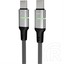 Avax Steely LED USB-C gyorstöltő kábel (60W, USB-C x2, 2 m, fonott, LED, Battery Protection, fekete)
