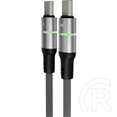 Avax Steely LED gyorstöltő kábel (USB-C x2, 60W, fonott, LED csík, 1 m, fehér)