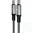 Avax Steely LED gyorstöltő kábel (USB-C x2, 60W, fonott, LED csík, 1 m, fehér)