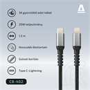 Avax USB-C - Lightning töltőkábel (C dugó / Lightning, 1,5 m, 27W, acélszürke)