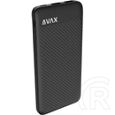 Avax pb120 lighty+ vésztöltő type-c aljzat (10000mah, 20w, pd gyorstöltő, 2x usb-a, fekete)