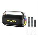 Awei KT20 bluetooth hordozható hangszóró (v5.3, 400w, 30000mAh, LED fény, karaoke szett, microSD/aux/USB, fekete)