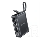 Awei P87K vésztöltő usb+type-c aljzat (10000mah, 30w, PD gyorstöltő, fix type-c kábel, fekete)