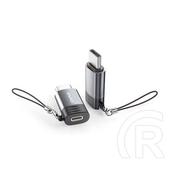 Awei a12 adapter (lightning aljzat - type-c, adatátvitel és töltés, otg) világosszürke