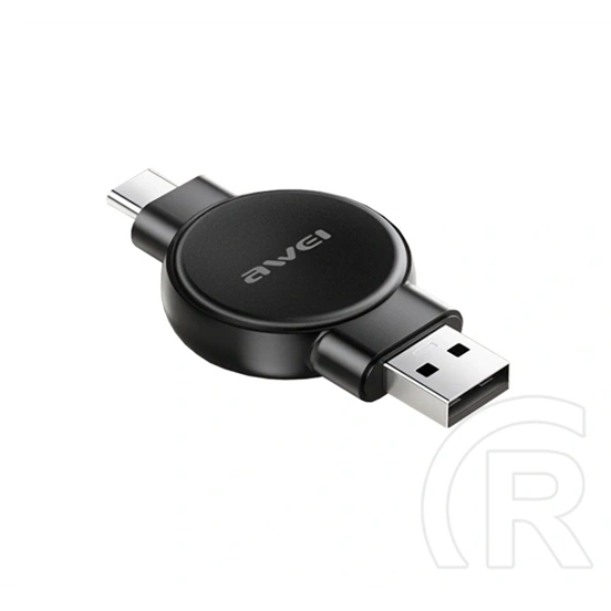 Awei asztali töltő USB aljzat (2.5W, vezeték nélküli, mágneses, Samsung Watch töltő, Apple Watch töltő, fekete)
