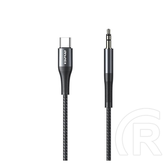 Awei audiokábel (3.5mm jack - type-c, 100cm, cipőfűző) fekete