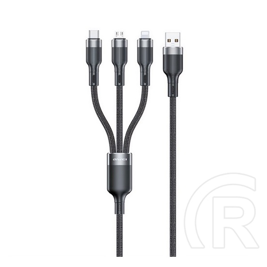 Awei cl-975 adatkábel 3in1 (usb - lightning/microusb/type-c, 100w, gyorstöltő, 120cm) fekete