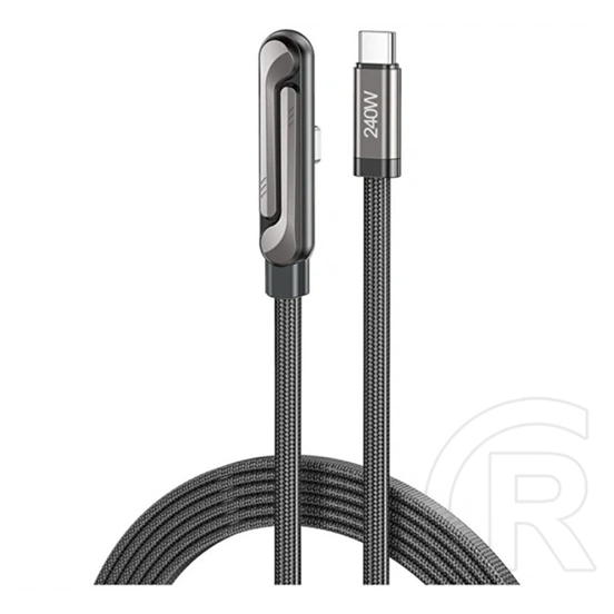 Awei cm-12c adatkábel (type-c - type-c, 5a, cipőfűző, kitámasztó, 150cm) fekete
