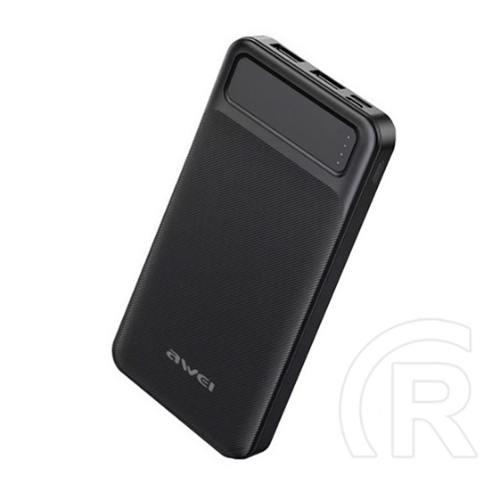 Awei p5k vésztöltő 2 usb+2 type-c aljzat (10000mah, 22.5w, pd gyorstöltő) fekete