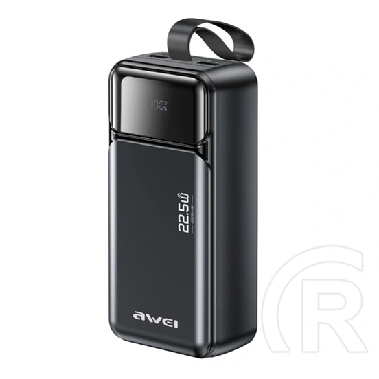 Awei pa-105 vésztöltő 3 type-c aljzat (40000mah, 22,5w, pd gyorstöltő 3.0, led kijelző) fekete