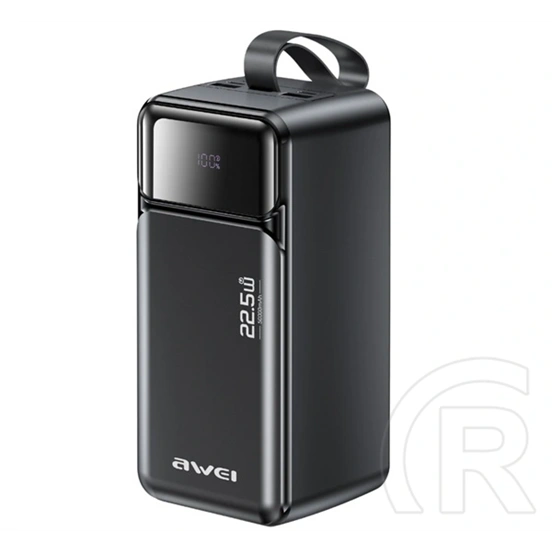 Awei pa-106 vésztöltő 3 type-c aljzat (50000mah, 22,5w, pd gyorstöltő 3.0, led kijelző) fekete