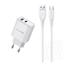 Awei pd81t-eu hálózati töltő usb+type-c aljzat (22.5w, gan, pd gyorstöltő + type-c kábel) fehér