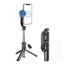Awei szelfibot (univerzális, tripod állvány, mágneses, állítható, bluetooth távkioldó, 104cm) fekete