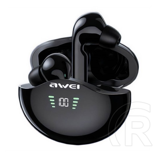 Awei t12p bluetooth fülhallgató sztereo (v5.1, tws, aktív zajszűrő, vízálló, led kijelző + töltőtok) fekete