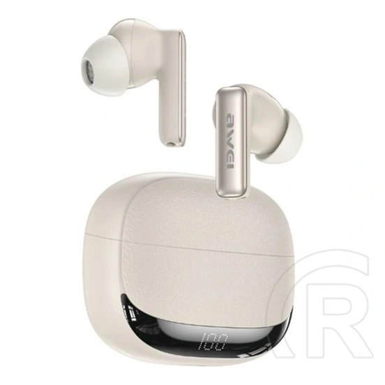Awei ta19 anc bluetooth fülhallgató sztereo (v6.0, tws, aktív zajszűrő, mikrofon, led kijelző + töltőtok) bézs