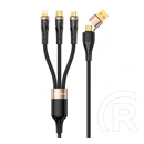 Awei töltőkábel 3in2 (Type-C/USB, Lightning/Type-C, microUSB, 100W, QC gyorstöltés, 120 cm, fekete)