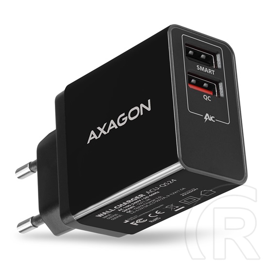 Axagon ACU-QS24 QC3.0 + 5V-1.2A fali töltő (fekete)