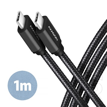 Axagon BUCM3-CM10AB USB 3.2 Gen 1 adat- és töltőkábel (C dugó / C dugó, 20V/3A, 1 m, fekete)
