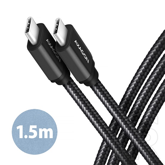 Axagon BUCM3-CM15AB USB 3.2 Gen 1 adat- és töltőkábel (C dugó / C dugó, 20V/3A, 1,5 m, fekete)