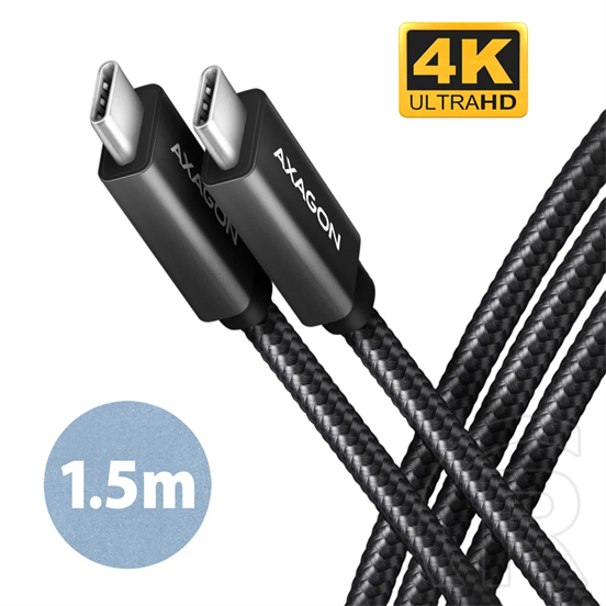 Axagon BUCM32-CM20AB USB 3.2 Gen 2 adat- és töltőkábel (C dugó / C dugó, 20V/5A, 1,5m, fekete)