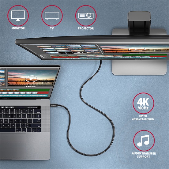 Axagon BUCM32-CM20AB USB 3.2 Gen 2 adat- és töltőkábel (C dugó / C dugó, 20V/5A, 1,5m, fekete)