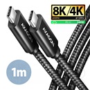 Axagon BUCM4X-CM10AB USB 4 Gen 3x2 adat- és töltőkábel (C dugó / C dugó, 48V/5A, 1 m, fekete)