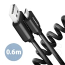 Axagon BUMM-AM10TB Twister USB 2.0 kábel (A dugó / micro-B dugó, csavart, 35-60 cm, fekete)