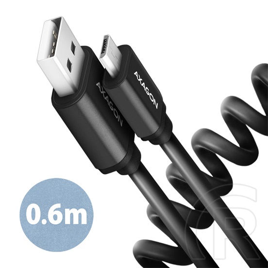 Axagon BUMM-AM10TB Twister USB 2.0 kábel (A dugó / micro-B dugó, csavart, 35-60 cm, fekete)
