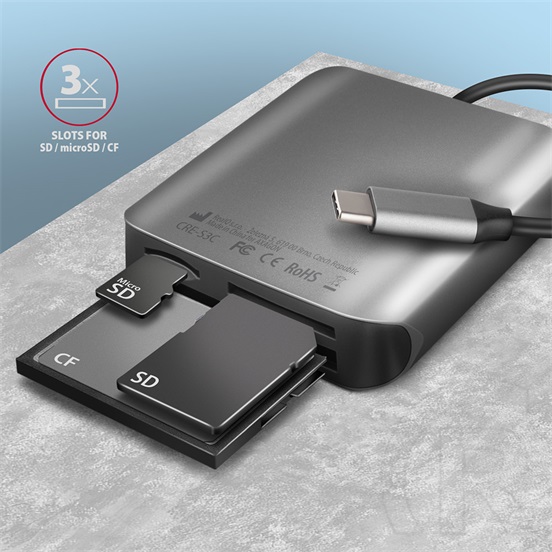 Axagon CRE-S3C SUPERSPEED USB C UHS-II Kártyaolvasó (fekete)