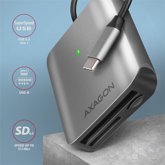 Axagon CRE-S3C SUPERSPEED USB C UHS-II Kártyaolvasó (fekete)