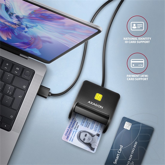 Axagon CRE-SM3SD Smart Card Flatreader (fekete)