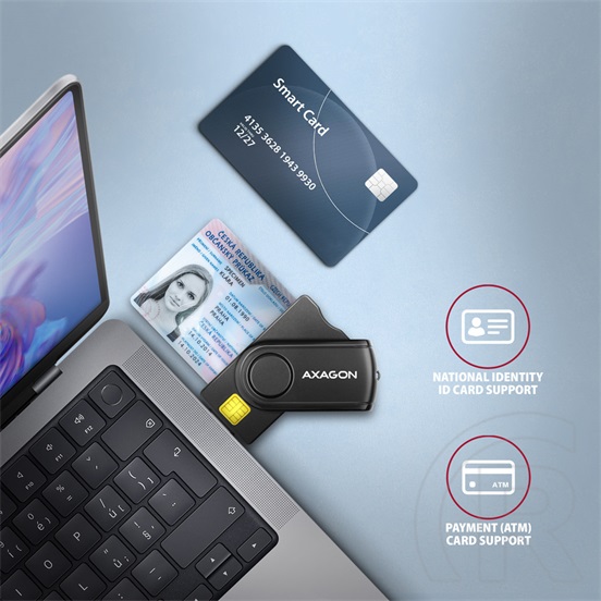 Axagon CRE-SMP2A USB-A + USB-C Kártyaolvasó (fekete)