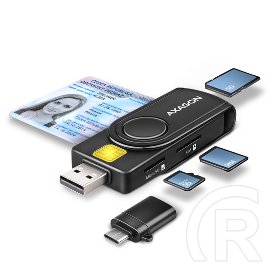 Axagon CRE-SMP2A USB-A + USB-C Kártyaolvasó (fekete)