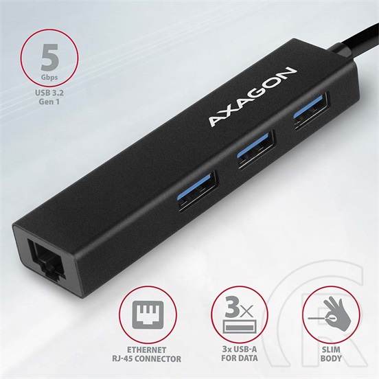 Axagon HMA-GL3A (USB 3.2 + LAN, fekete)