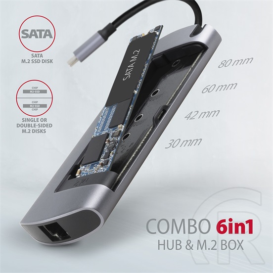 Axagon HMC-6M2 SuperSpeed (USB C, 6in1)