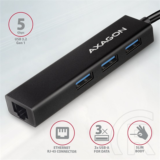 Axagon HMC-GL3A SuperSpeed USB-C HUB + Gigabit LAN (fekete)