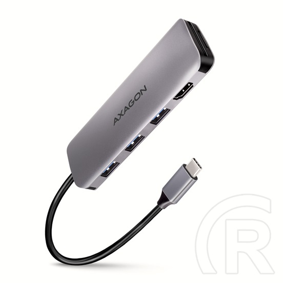 Axagon HMC-HCR3A SuperSpeed COMBO 5in1 USB HUB (USB C, szürke)