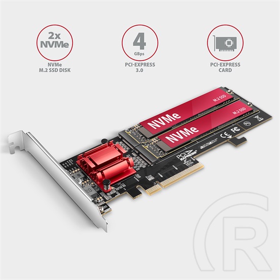 Axagon PCEM2-ND PCIE 2X NVME M.2 Adapter