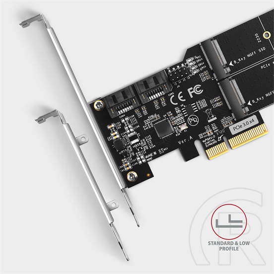 Axagon PCES-SA4M2 PCIe Controller 2x SATA 6G + 2x SATA M.2