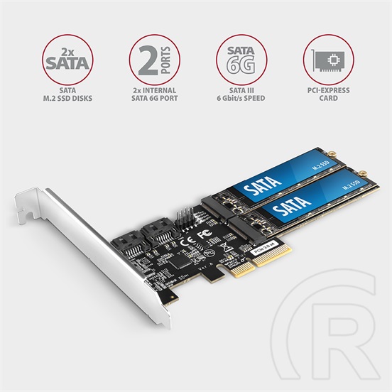 Axagon PCES-SA4M2 PCIe Controller 2x SATA 6G + 2x SATA M.2