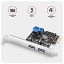 Axagon PCIe vezérlő 2x ext. + 2x int. USB 5Gbps