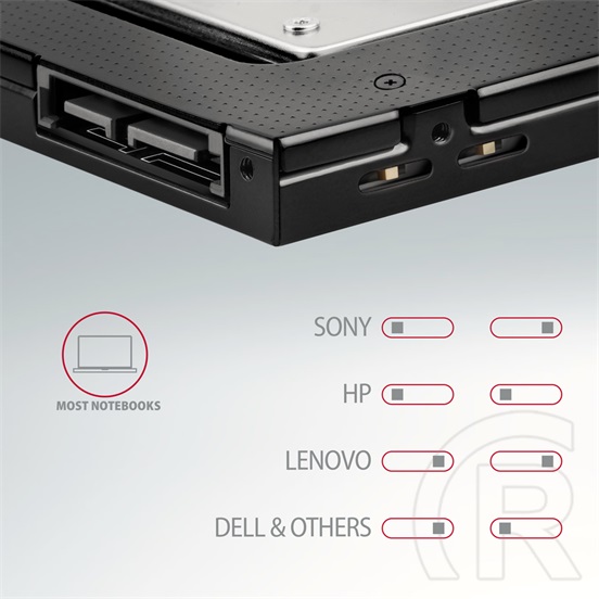 Axagon RSS-CD12 HDD/SSD keret notebook optikai meghajtó helyére (12,7 mm)