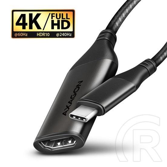 Axagon USB-C (M) > HDMI (F) adapter (4K/60Hz, HDR10, 25 m, fekete)