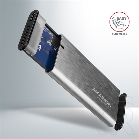 Axagon SSD külső ház (M.2, NVMe,SATA, USB-C, ezüst)