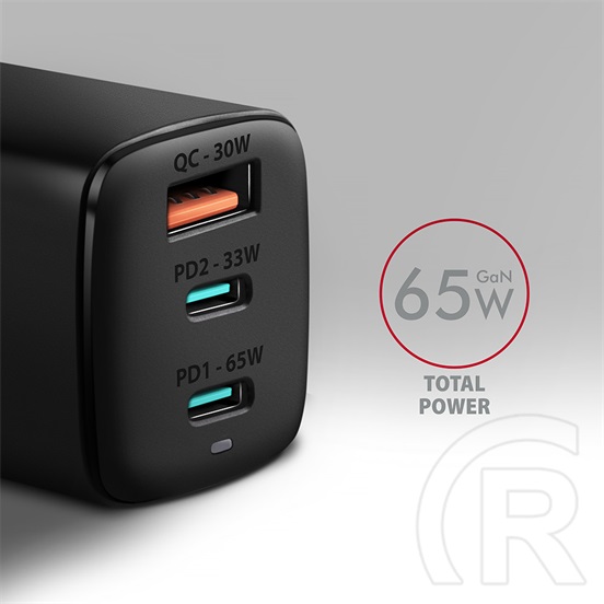 Axagon USB-A + 2xUSB-C 65W hálózati töltő