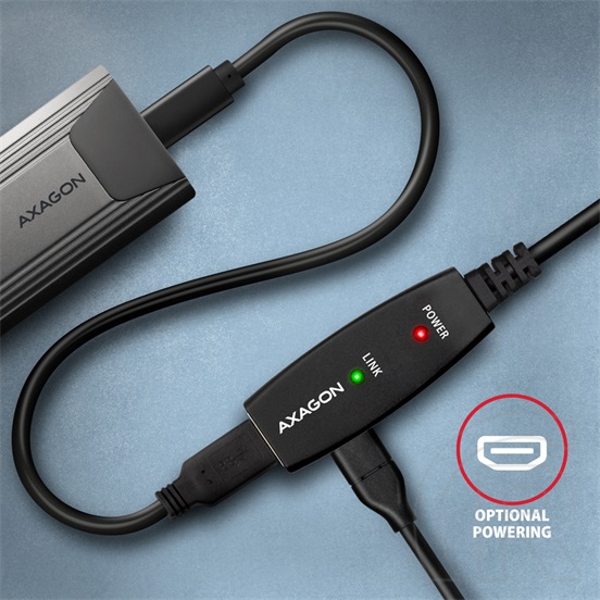 Axagon USB 3.0 kábel (A dugó (M) / A dugó (F), 5m, fekete)