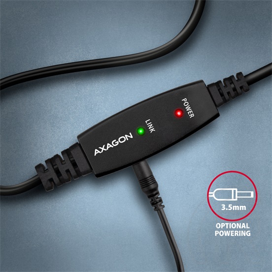 Axagon USB aktív kábel (A dugó (M) / B dugó (M), 15m, fekete)