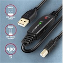 Axagon USB 2.0 aktív kábel (A dugó / B dugó, 20 m, fekete)